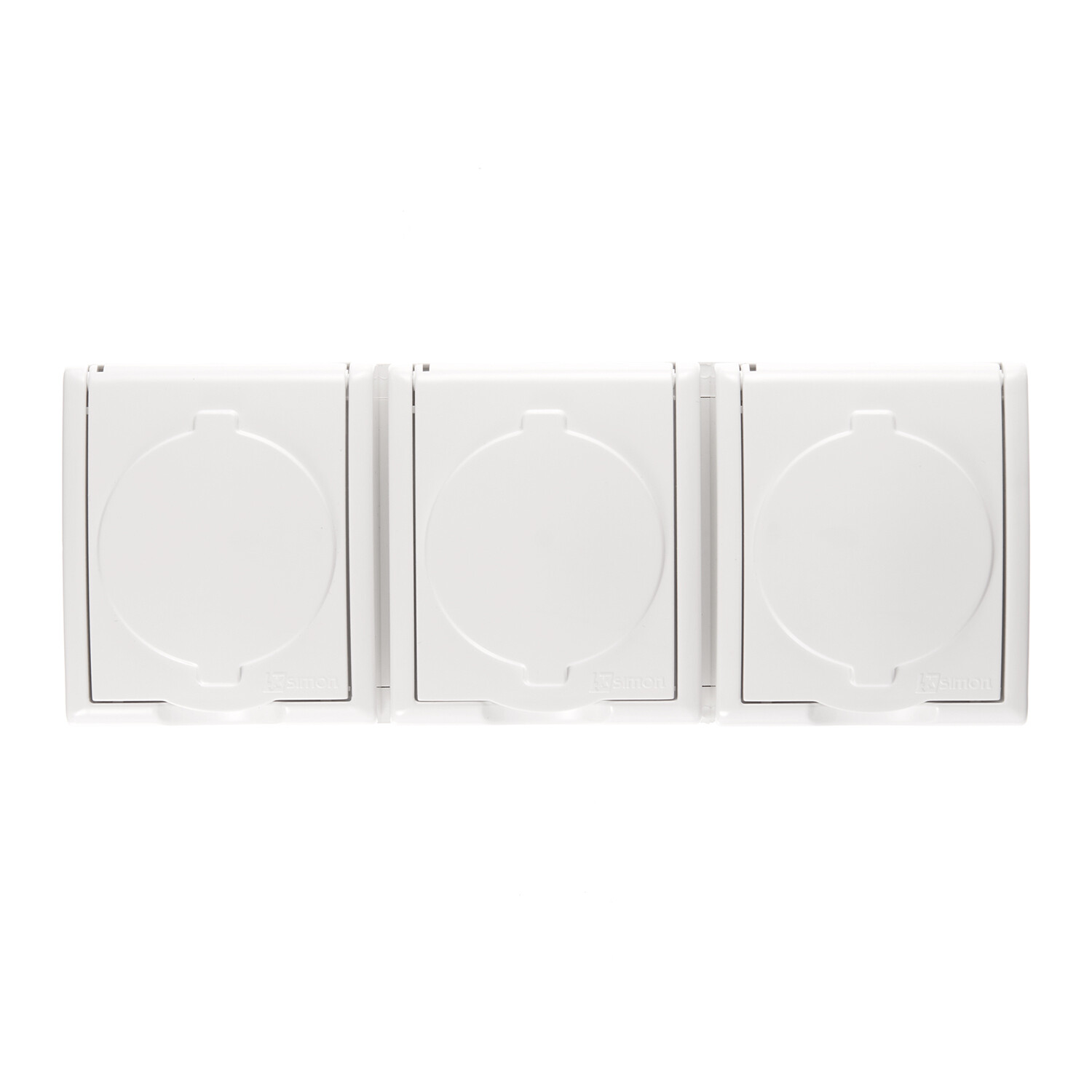 Розетка Simon 15 Aqua накладная белая со шторками с крышкой (1594447-030)