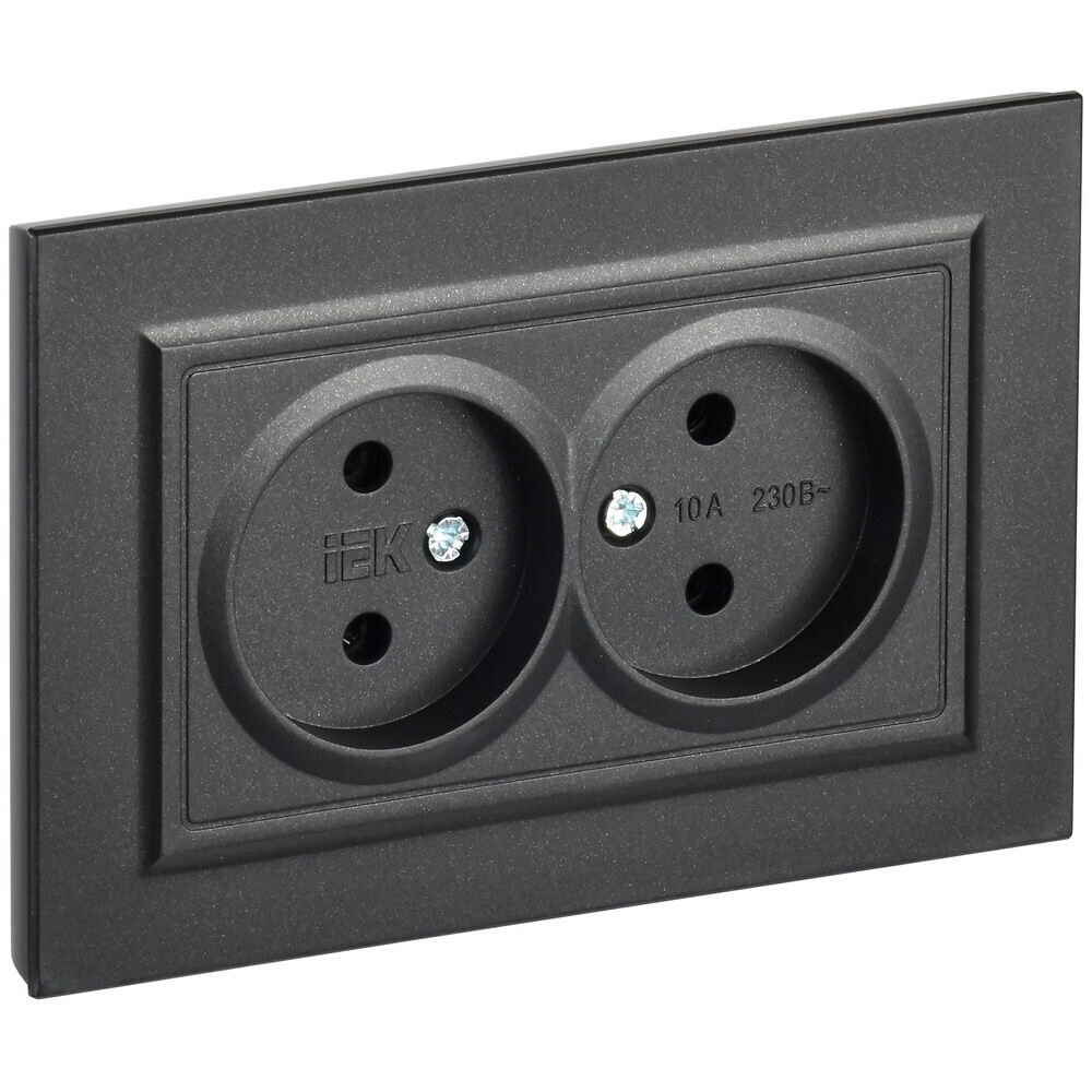 Розетка IEK Brite РС12-2-БрЧ встраиваемая черная (BR-R20-10-K02-F)