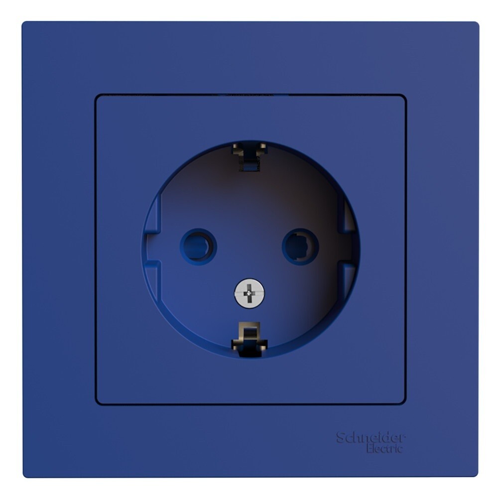 Розетка Systeme Electric AtlasDesign встраиваемая аквамарин со шторками (ATN001144)