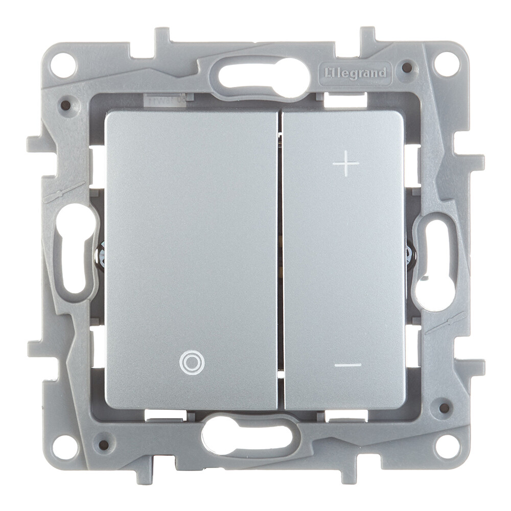 Диммер Legrand Etika двухклавишный встраиваемый алюминий нажимной (672418)