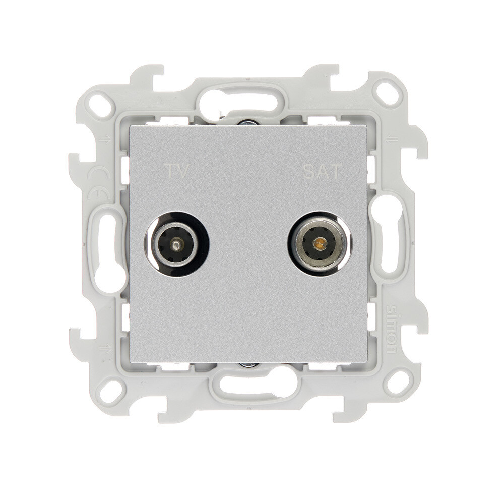 Розетка телевизионная Simon 24 Harmonie встраиваемая алюминий TV/ SAT (2410487-033)