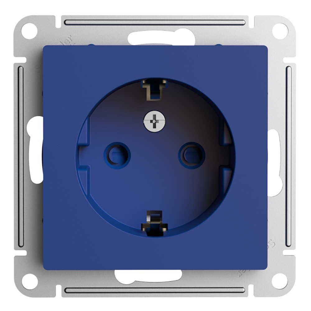 Розетка Systeme Electric AtlasDesign встраиваемая аквамарин со шторками (ATN001145)