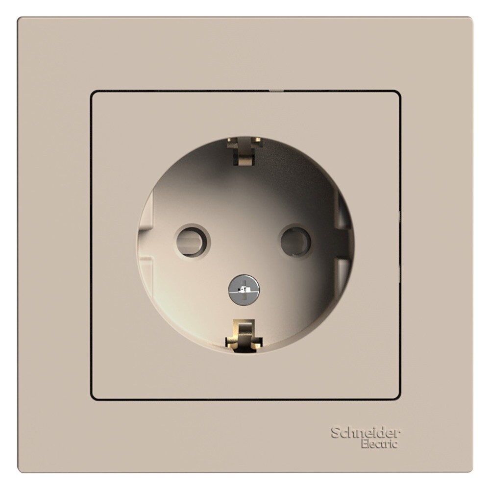 Розетка Systeme Electric AtlasDesign встраиваемая песочная со шторками (ATN001244)