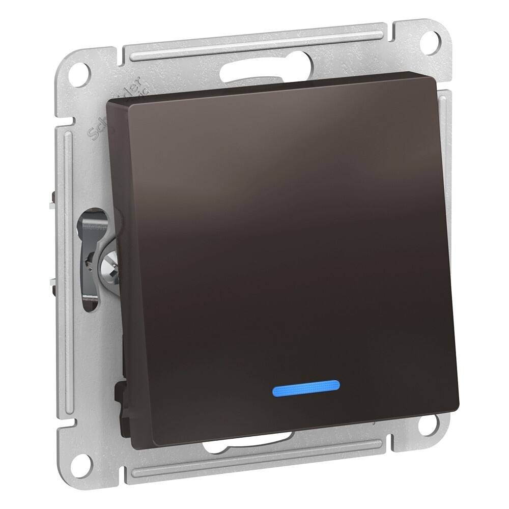 Переключатель Systeme Electric AtlasDesign одноклавишный встраиваемый мокко с подсветкой (ATN000663)