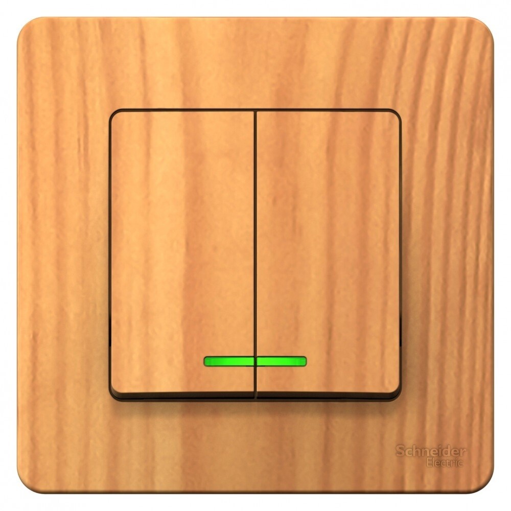 Выключатель Systeme Electric Blanca двухклавишный встраиваемый ясень с подсветкой (BLNVS010515)