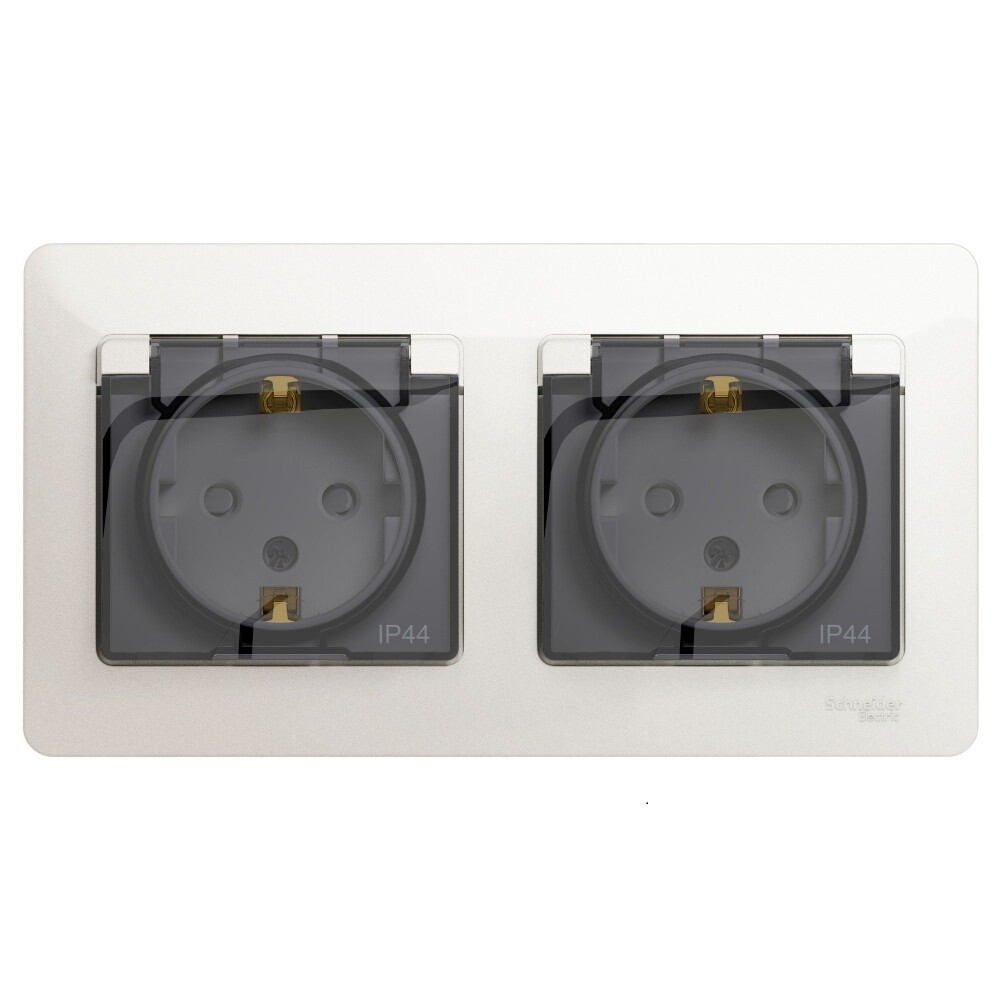 Розетка Systeme Electric Glossa встраиваемая перламутр со шторками (GSL000647)