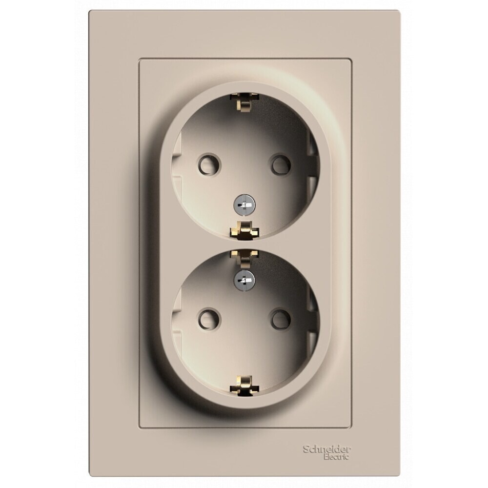 Розетка Systeme Electric AtlasDesign встраиваемая песочная со шторками (ATN001226)