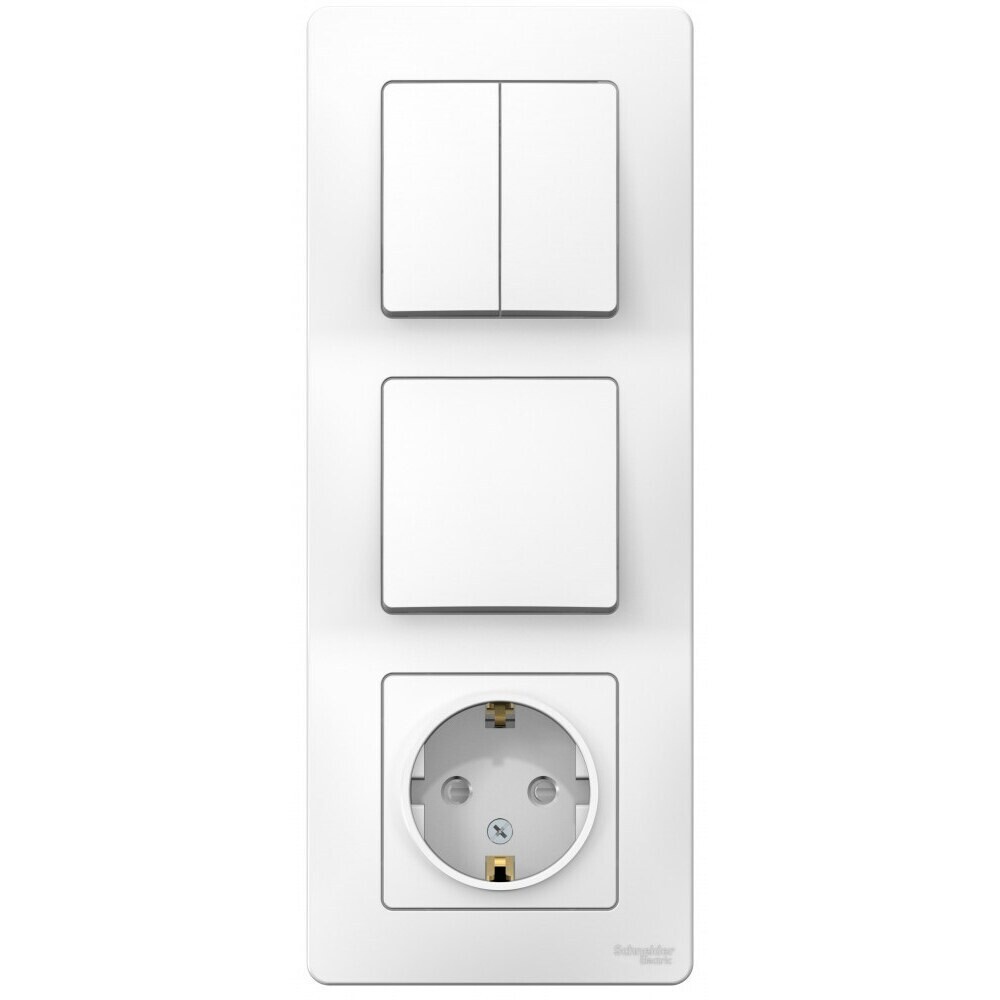 Блок выключатель и розетка Systeme Electric Blanca трехклавишный встраиваемый белый (BLNBS101201)