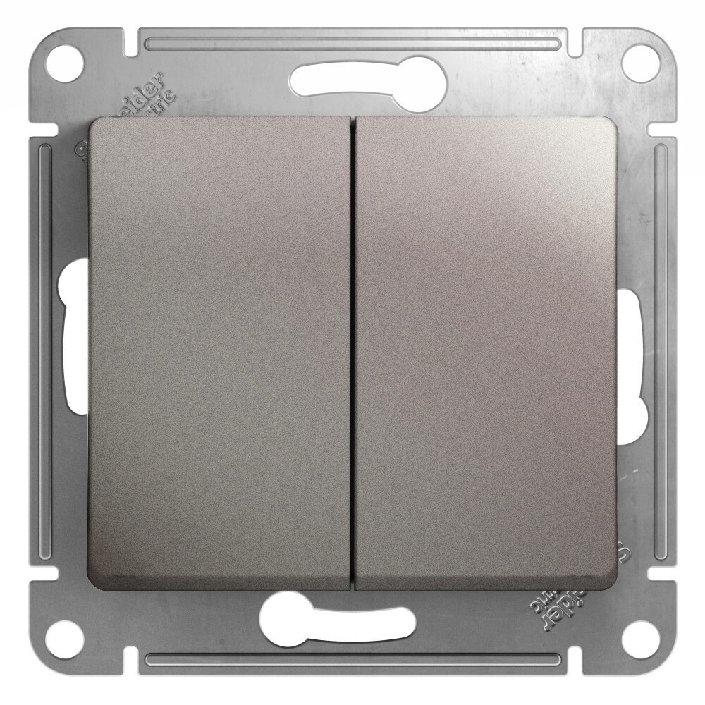 Выключатель Systeme Electric Glossa двухклавишный встраиваемый платина (GSL001251)