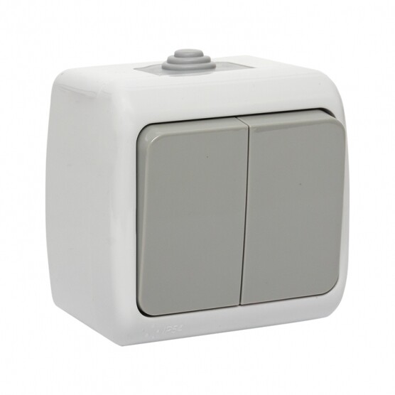 Выключатель EKF Мурманск двухклавишный накладной серый (EFV10-023-30-54)