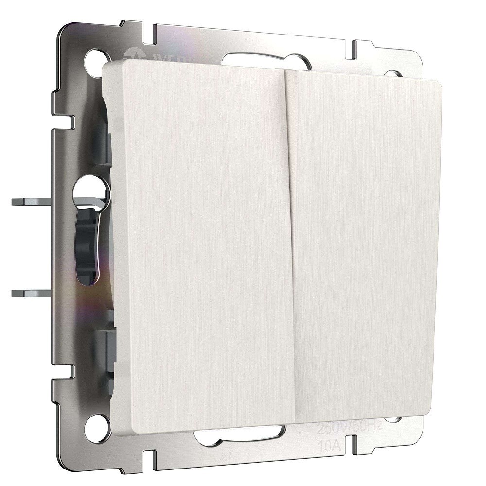 Выключатель Werkel двухклавишный встраиваемый перламутровый рифленый проходной (a051185)