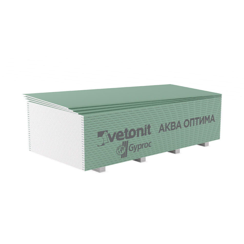 Гипсокартон Vetonit (Gyproc) Аква Оптима Лонг 3000х1200х12,5 мм влагостойкий