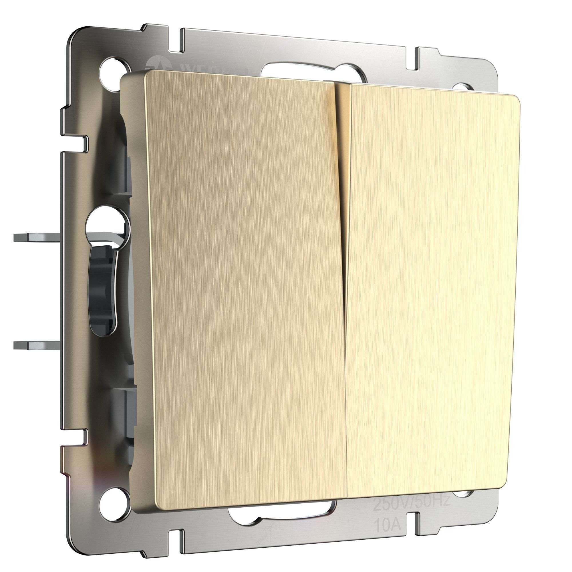 Выключатель Werkel двухклавишный встраиваемый шампань рифленый проходной (a051420)