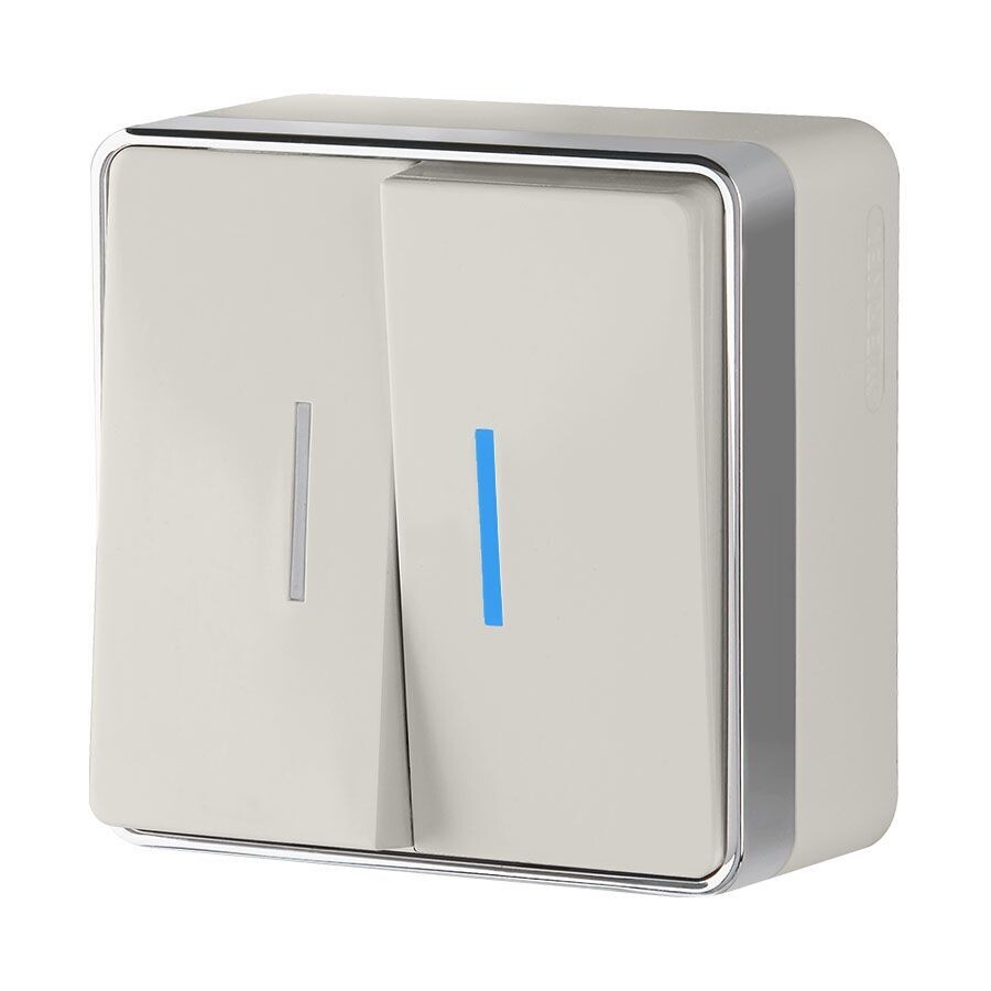 Выключатель Werkel Gallant двухклавишный накладной слоновая кость с подсветкой (a051550)