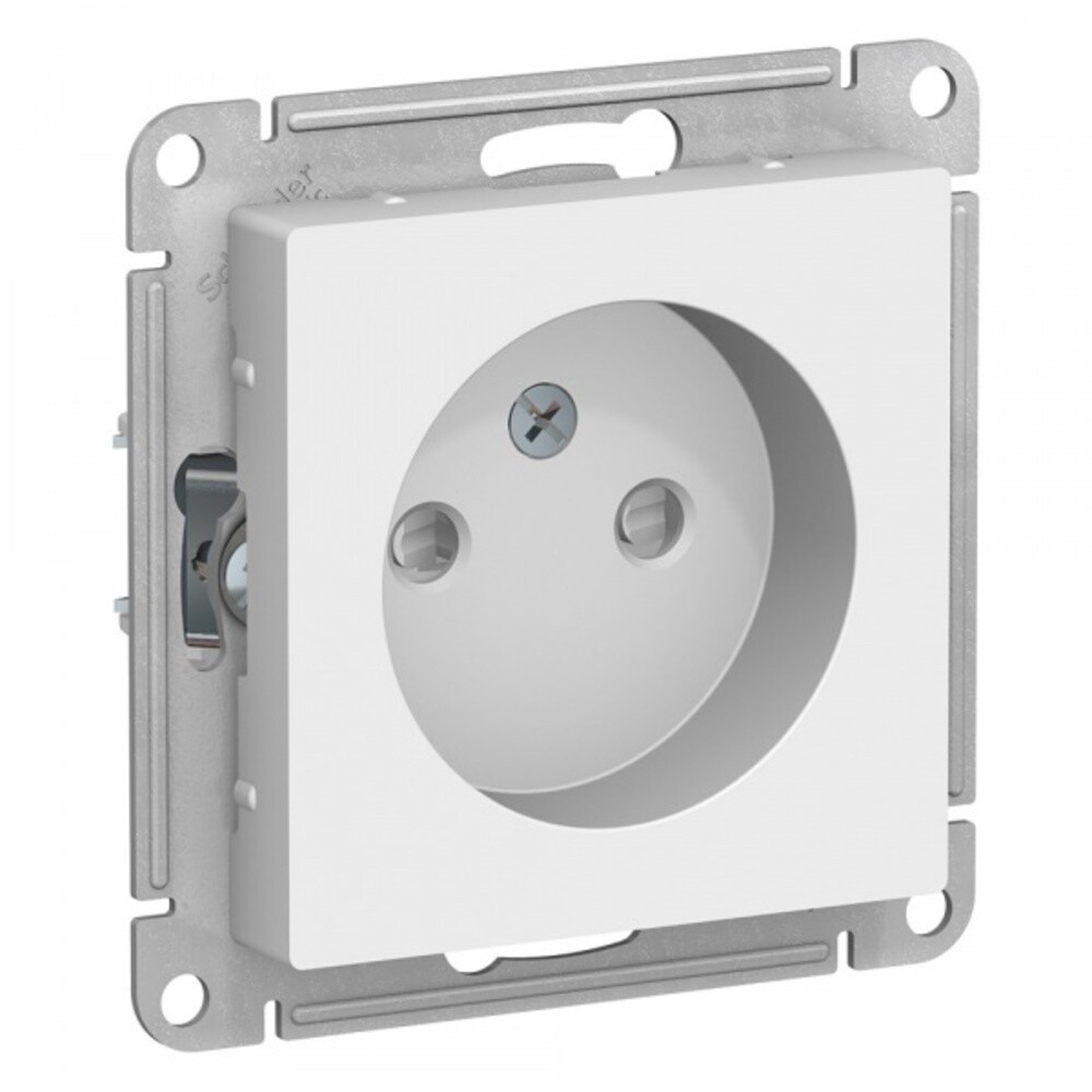 Розетка Systeme Electric AtlasDesign встраиваемая белая со шторками (ATN000149)