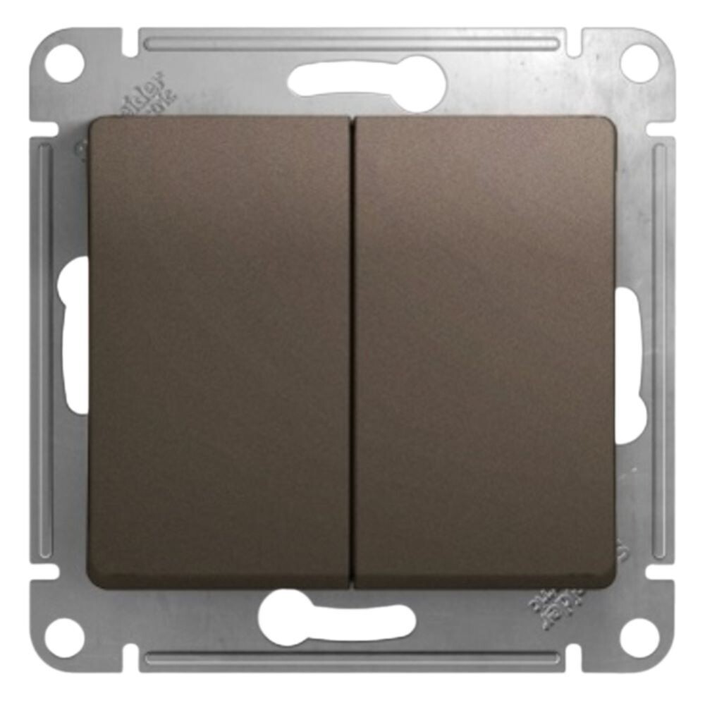 Выключатель Systeme Electric Glossa двухклавишный встраиваемый шоколад (GSL000851)