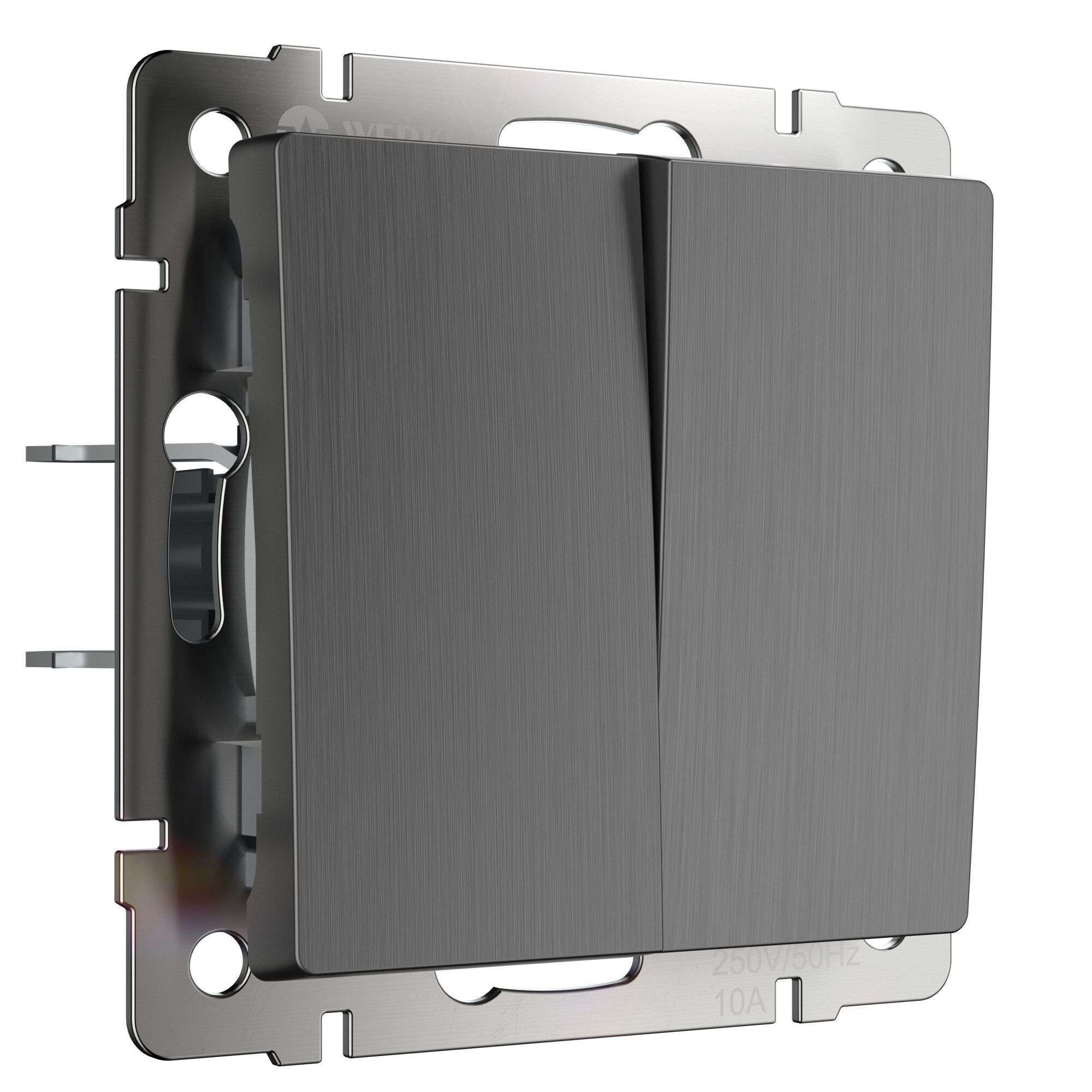 Выключатель Werkel двухклавишный встраиваемый графит рифленый проходной (a050760)