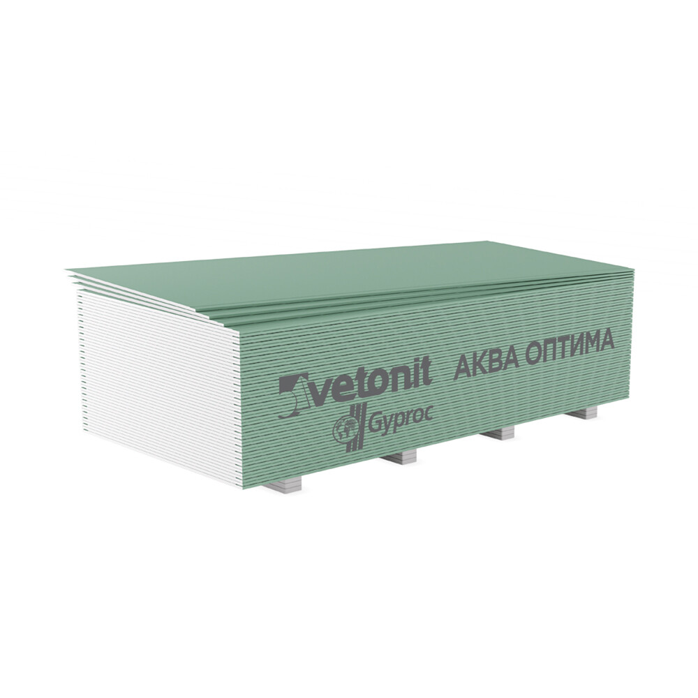 Гипсокартон Vetonit (Gyproc) Аква Оптима 2700х1200х12,5 мм влагостойкий